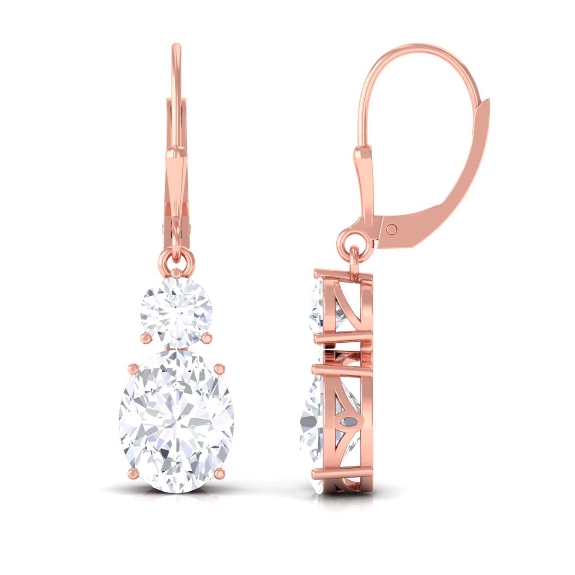 Sparkanite Jewels-Oval Shape Moissanite Drop Earrings with Lever Back