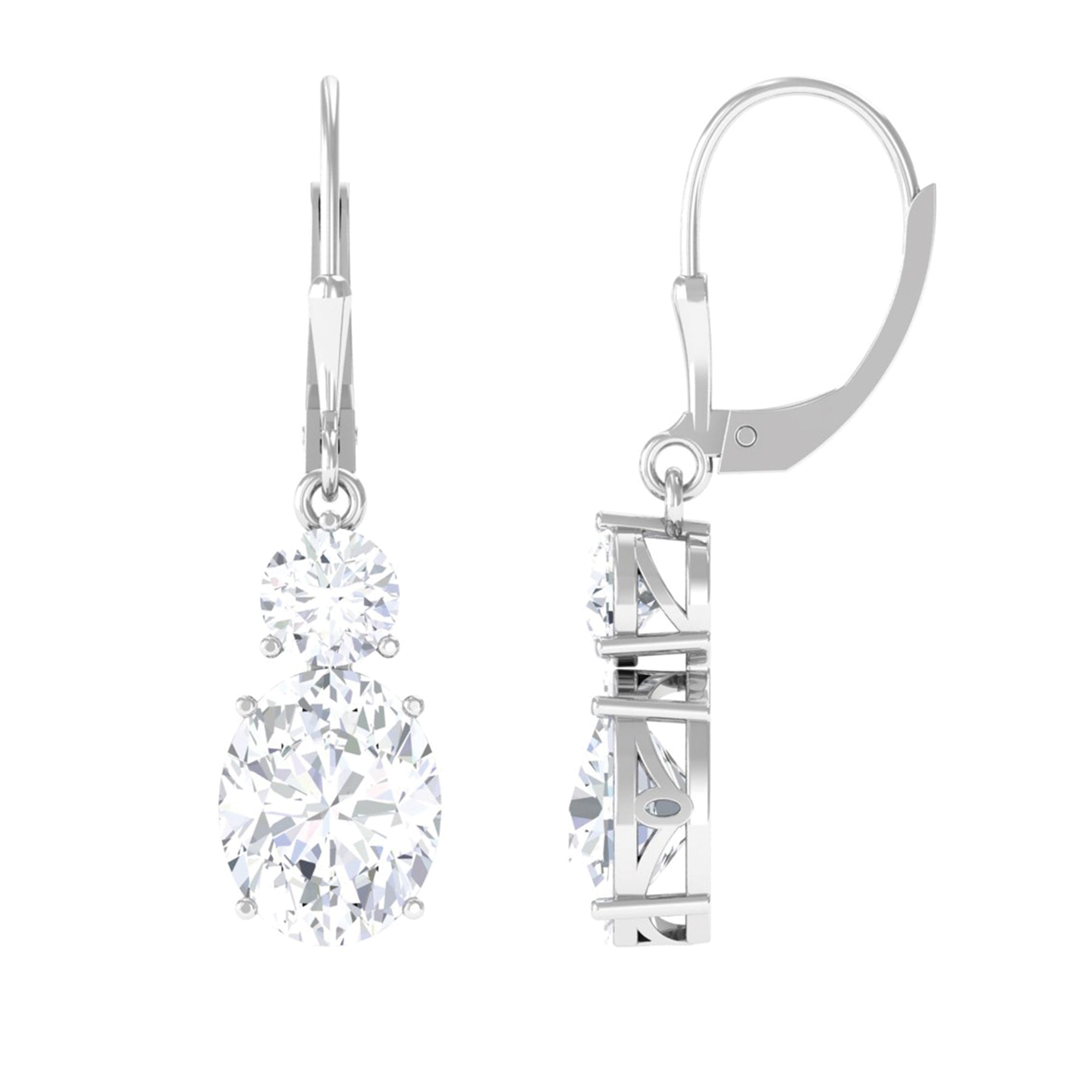 Sparkanite Jewels-Oval Shape Moissanite Drop Earrings with Lever Back