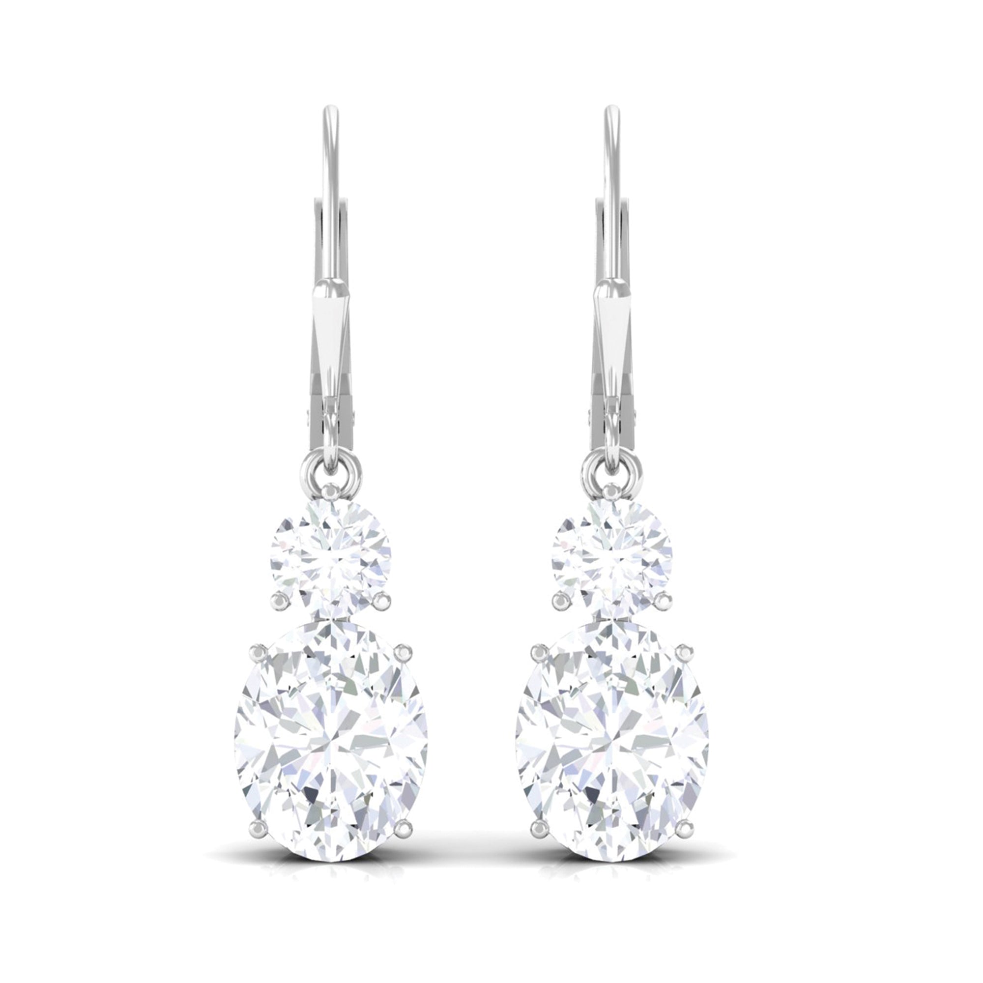 Sparkanite Jewels-Oval Shape Moissanite Drop Earrings with Lever Back