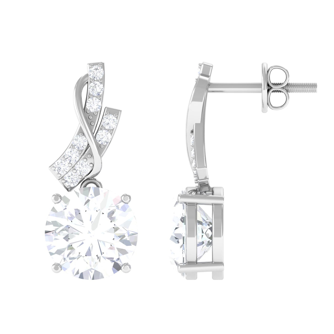 Sparkanite Jewels-Round Moissanite Drop Earrings