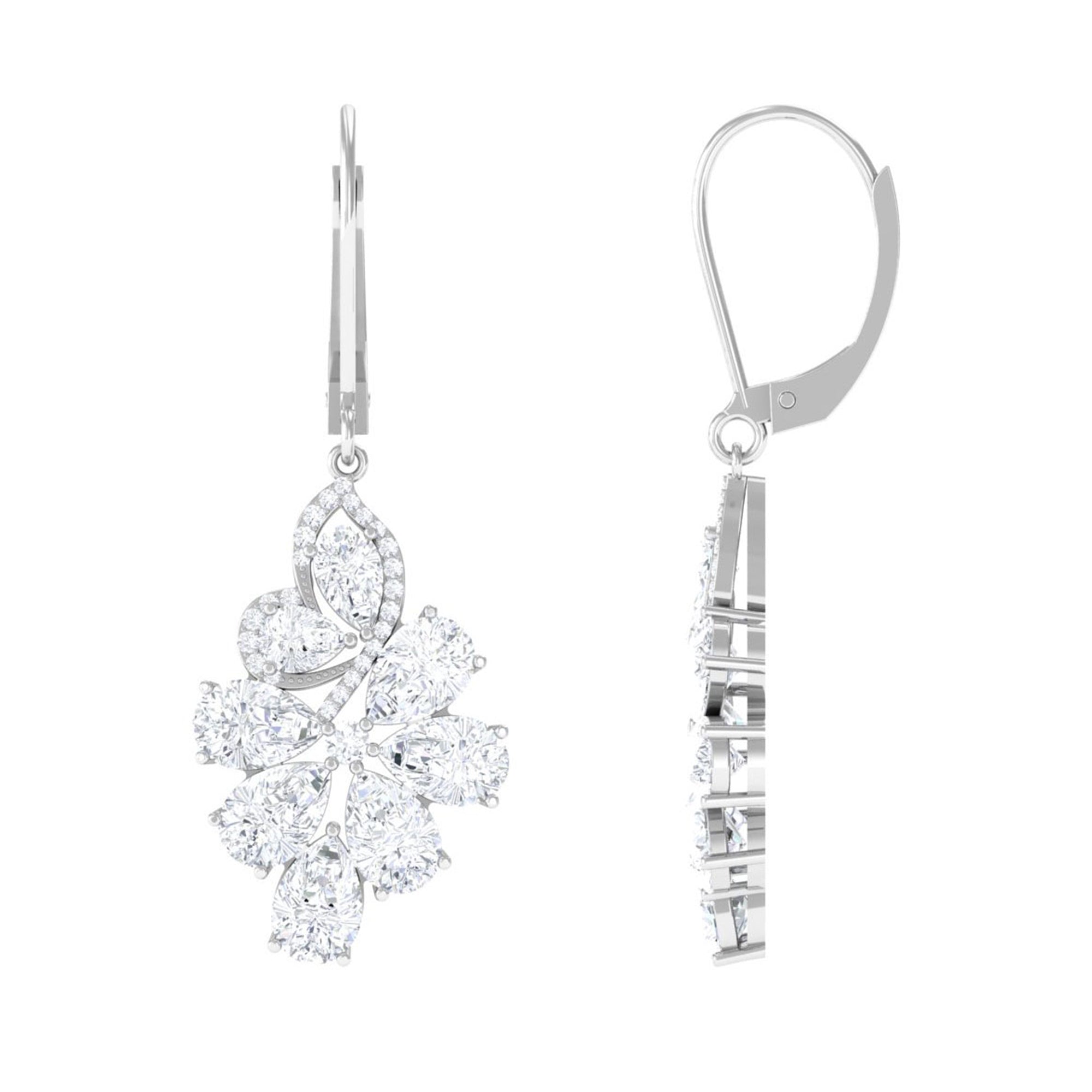 Sparkanite Jewels-Pear Shape Moissanite Cluster Drop Earrings