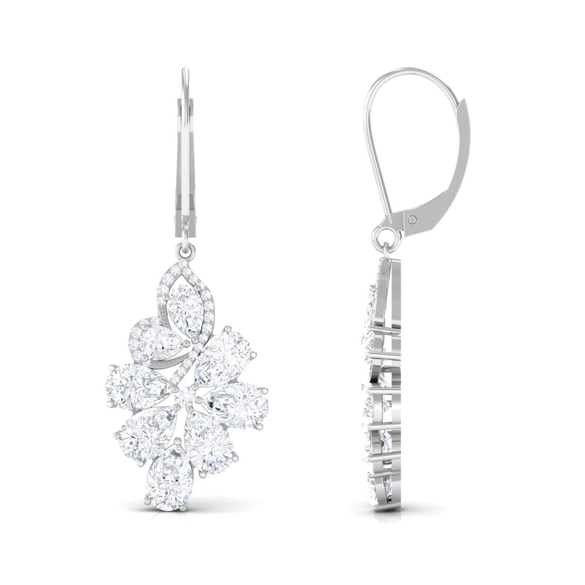 Sparkanite Jewels-Pear Shape Moissanite Cluster Drop Earrings