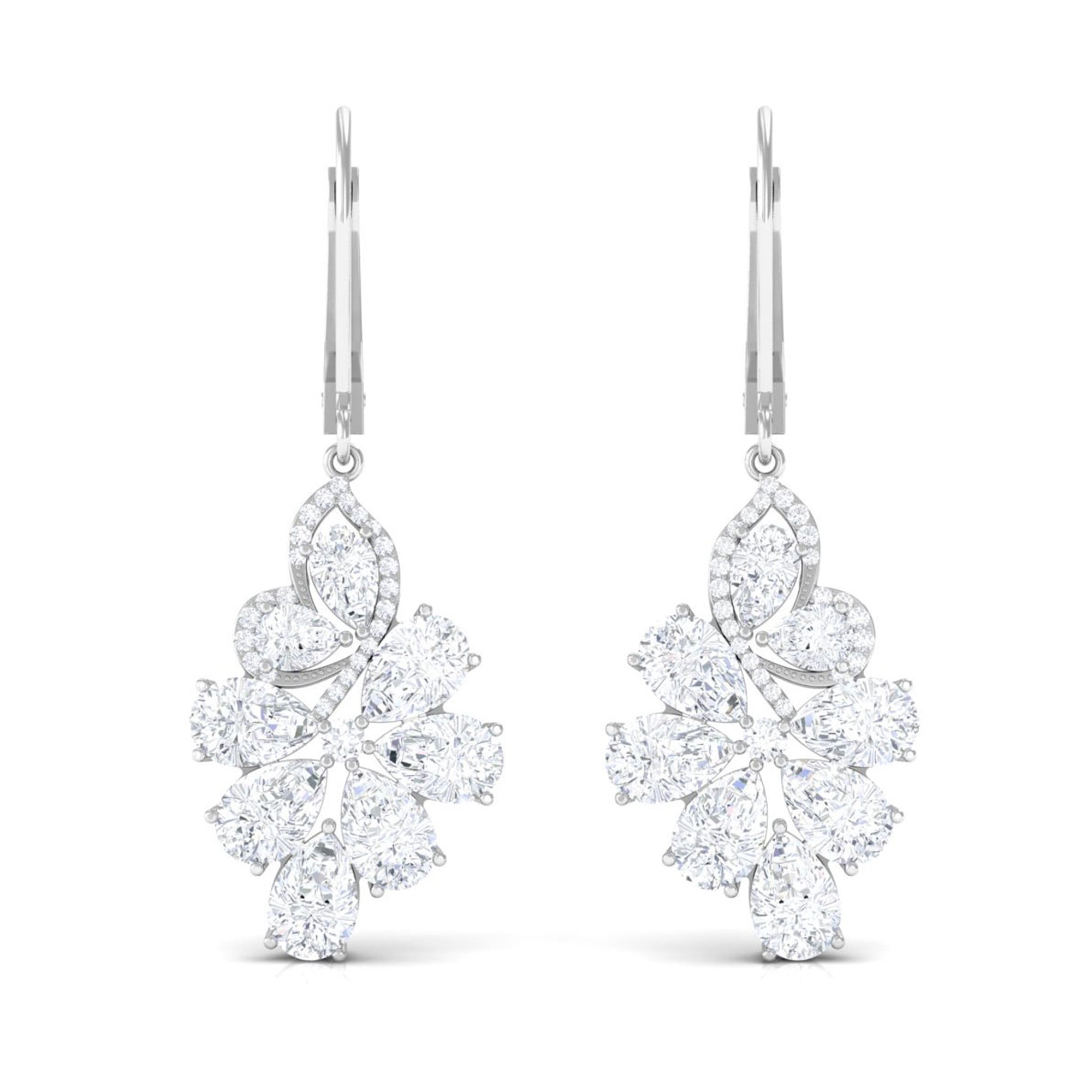 Sparkanite Jewels-Pear Shape Moissanite Cluster Drop Earrings