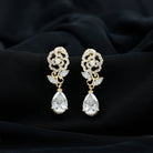 Sparkanite Jewels-Flower Inspired Moissanite Bridal Dangle Earrings