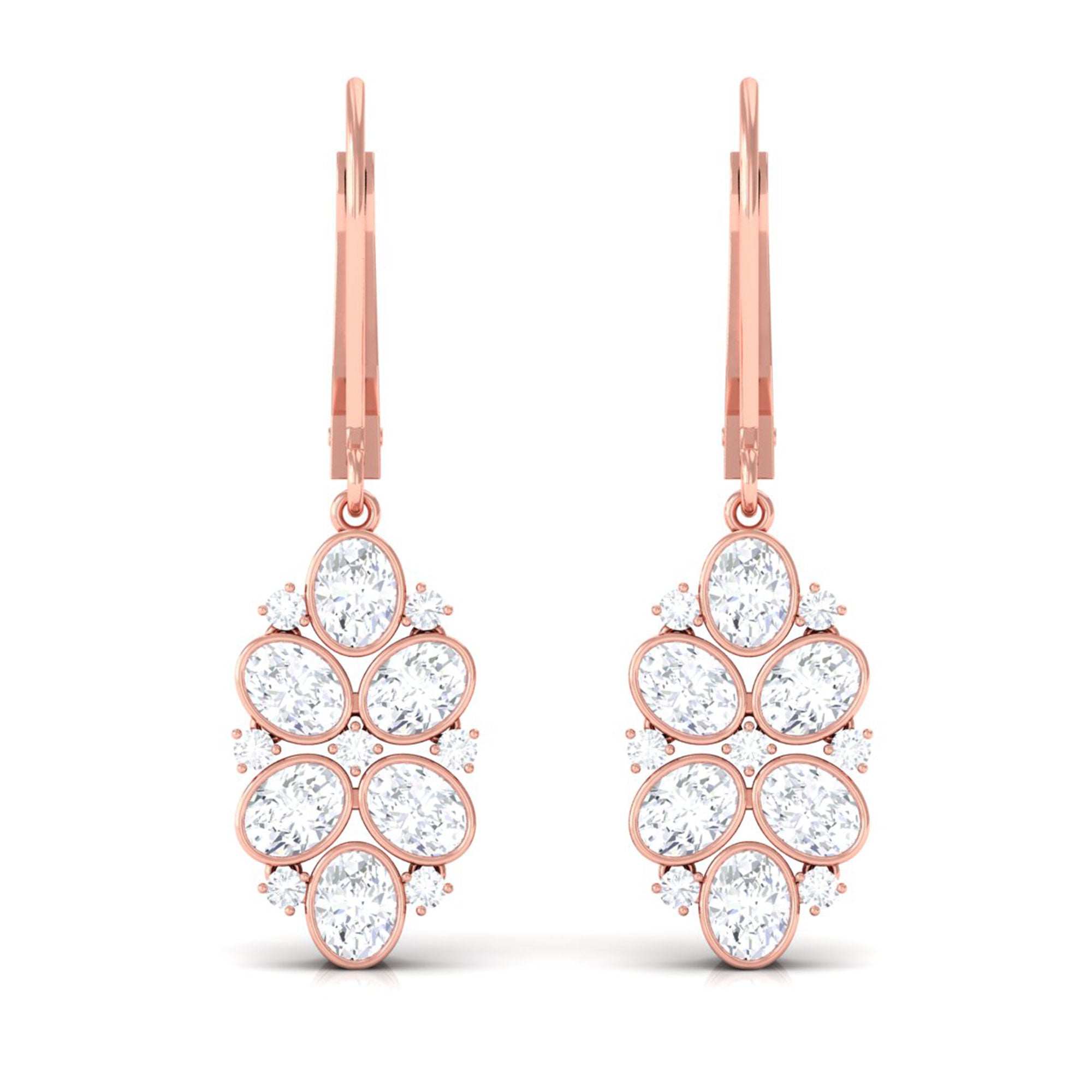 Sparkanite Jewels-Designer Oval Shape Moissanite Cluster Drop Earrings