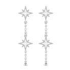 Sparkanite Jewels-Star Dangle Chain Earrings with Certified Moissanite