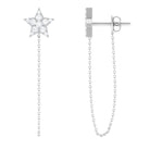 Sparkanite Jewels-Minimal Star Chain Earrings with Certified Moissanite