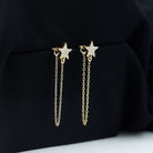 Sparkanite Jewels-Minimal Star Chain Earrings with Certified Moissanite