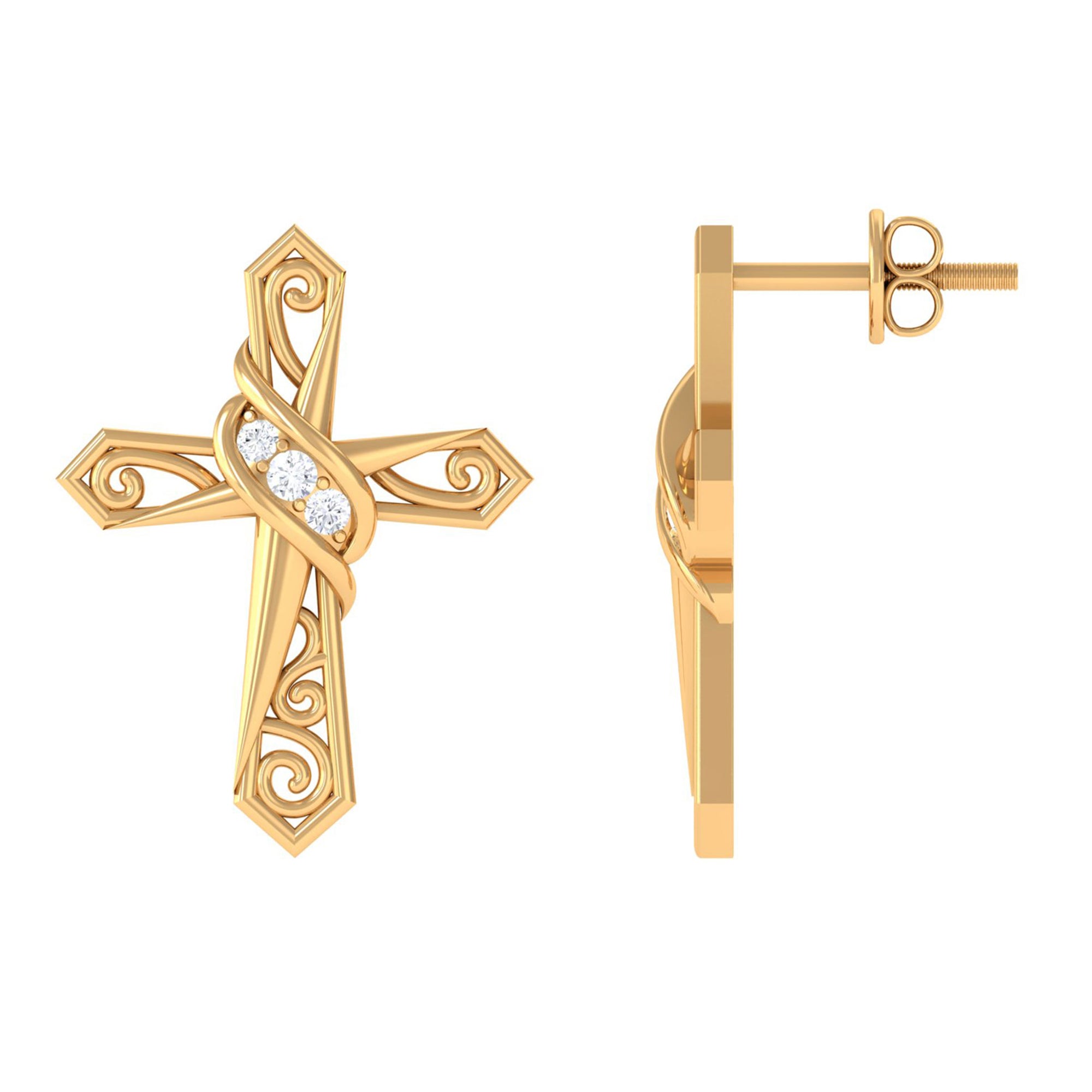 Sparkanite Jewels-Vintage Inspired Moissanite Cross Stud Earrings