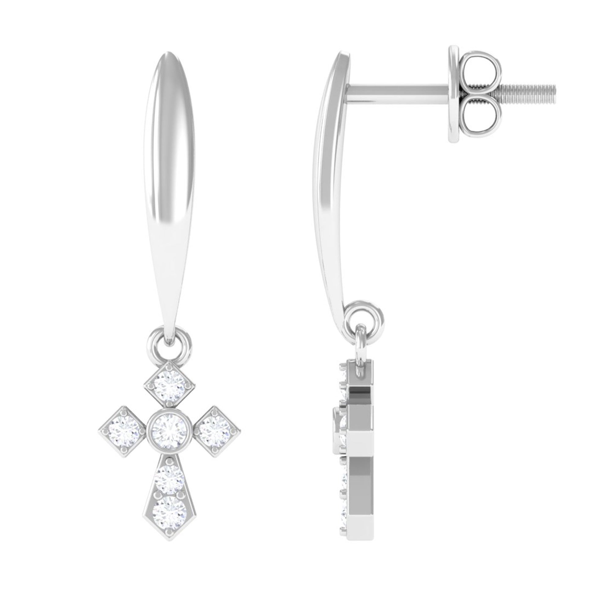 Sparkanite Jewels-Minimal Certified Moissanite Cross Drop Earrings