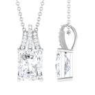 Classic Emerald Cut Moissanite Solitaire Pendant D-VS1 7X9 MM - Sparkanite Jewels