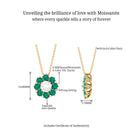 Nature Inspired Floral Pendant Necklace with Moissanite and Emerald D-VS1 6 MM - Sparkanite Jewels