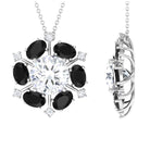 Certified Moissanite Statement Pendant with Black Onyx D-VS1 10 MM - Sparkanite Jewels