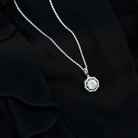 Classic Moissanite Halo Pendant Necklace D-VS1 8 MM - Sparkanite Jewels