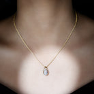 Oval Shape Moissanite Contemporary Teardrop Pendant Necklace D-VS1 7X9 MM - Sparkanite Jewels