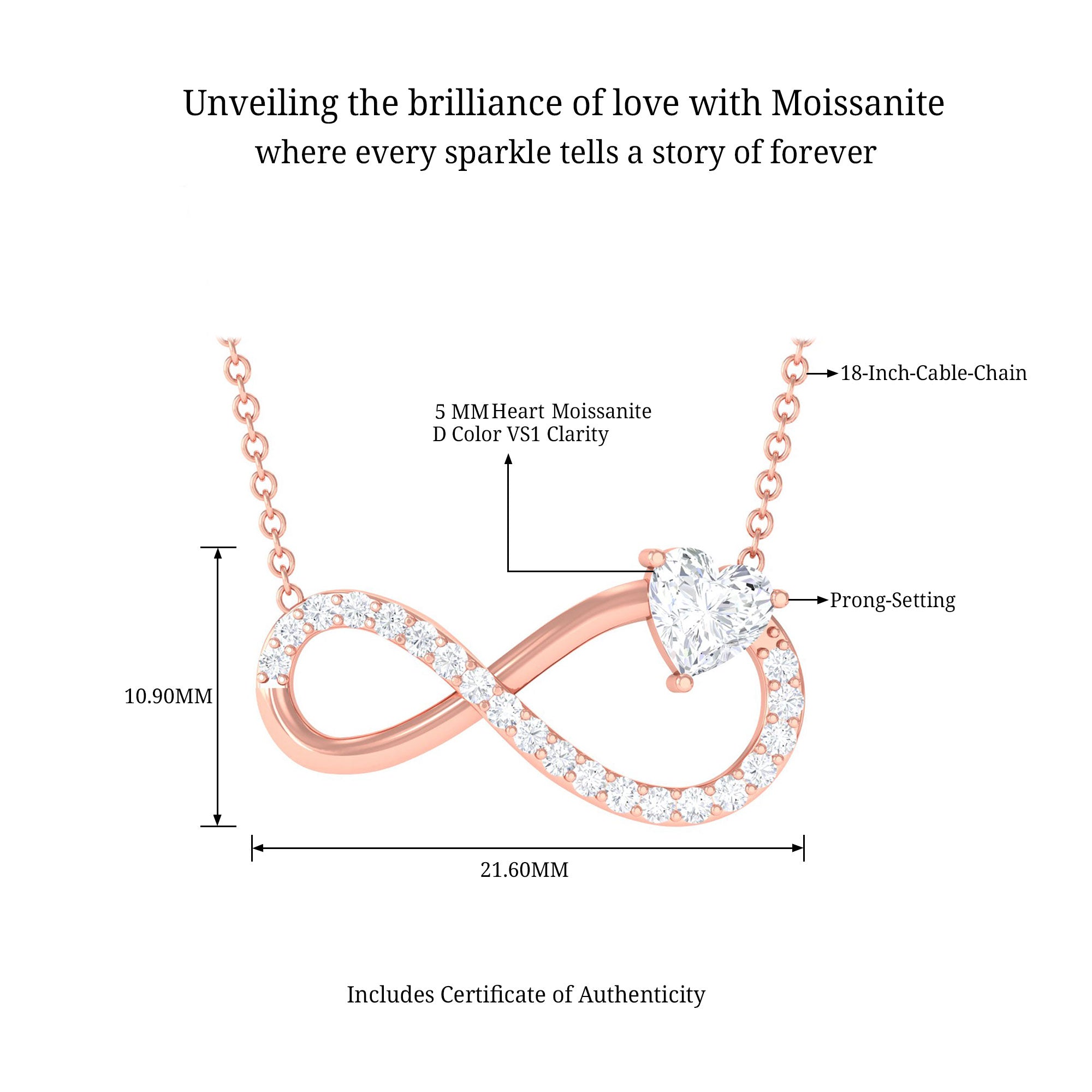 Sparkanite Jewels-Heart Shape Moissanite Minimal Infinity Necklace