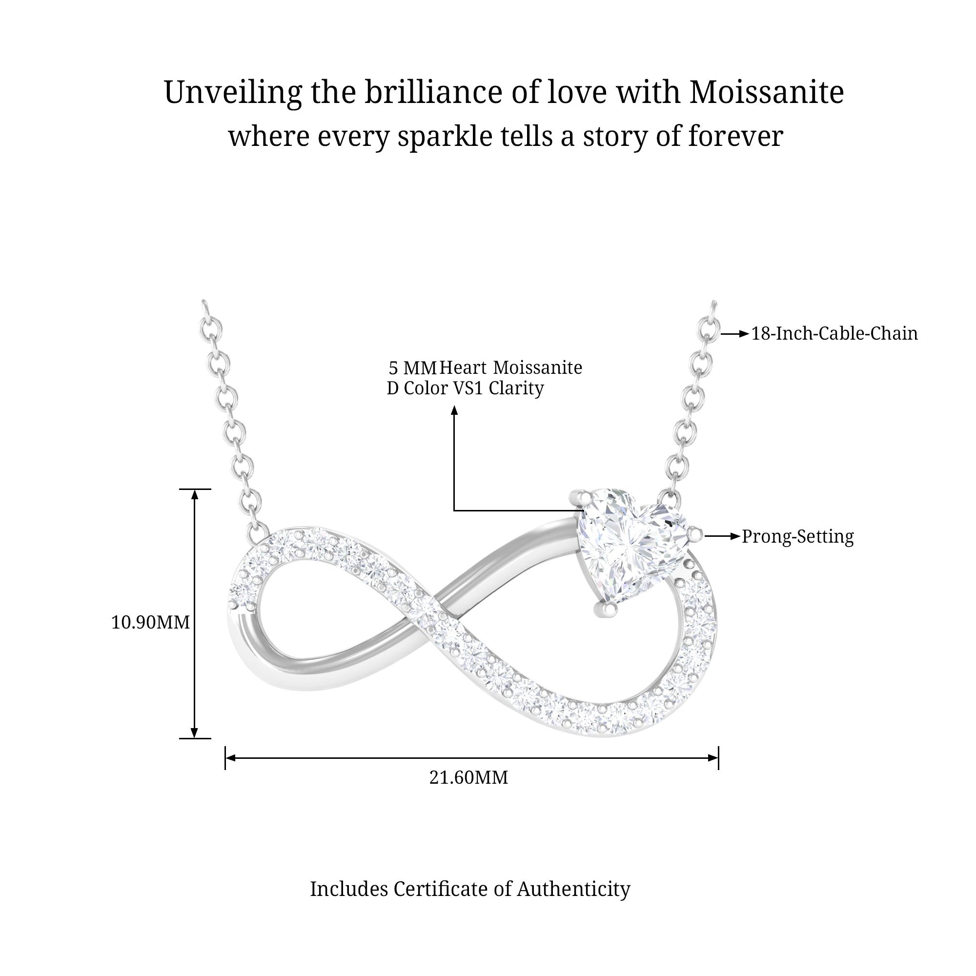 Sparkanite Jewels-Heart Shape Moissanite Minimal Infinity Necklace