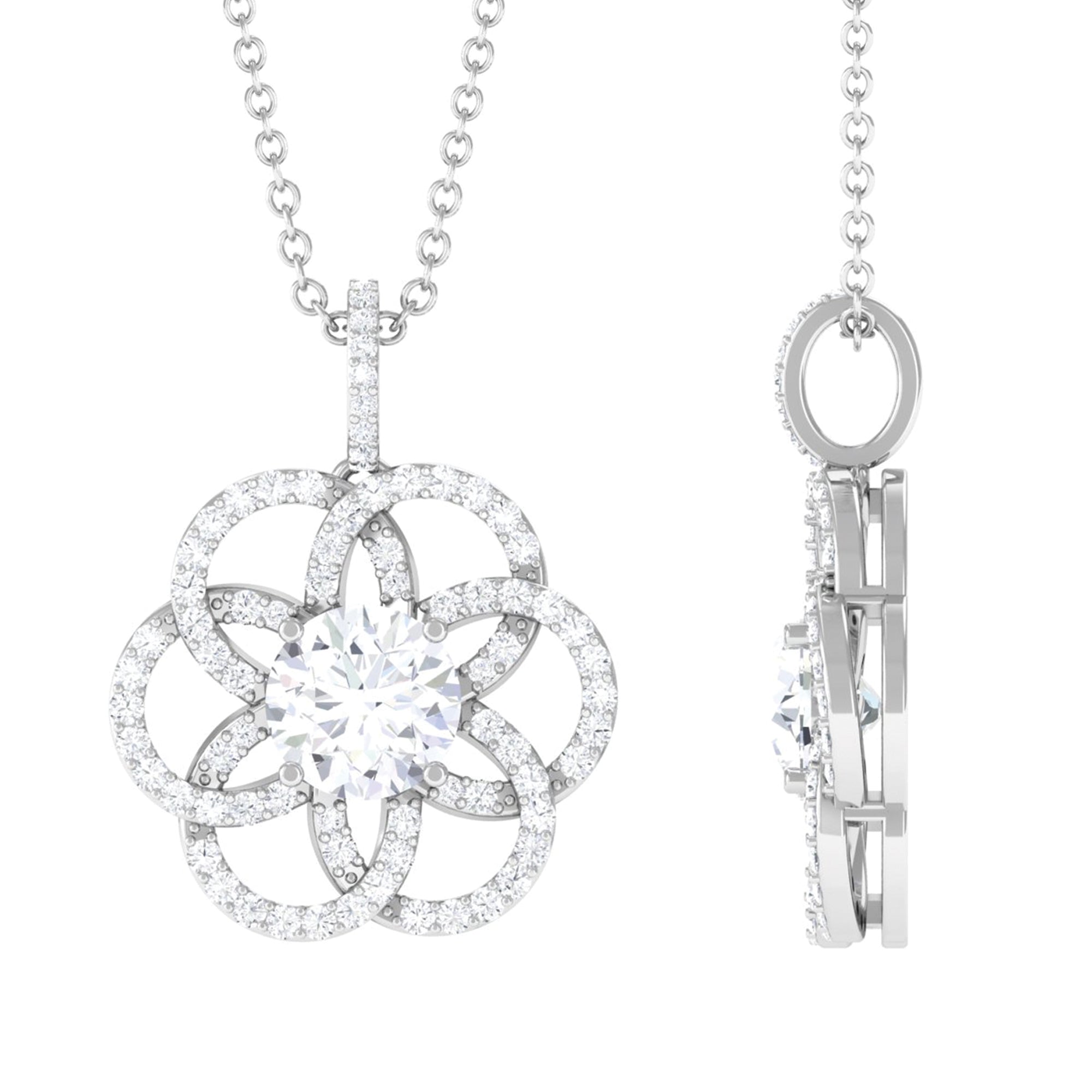 Sparkanite Jewels-Flower Inspired Moissanite Pendant Necklace