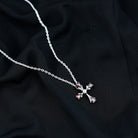 Sparkanite Jewels-Cross Pendant Necklace with Moissanite and Garnet