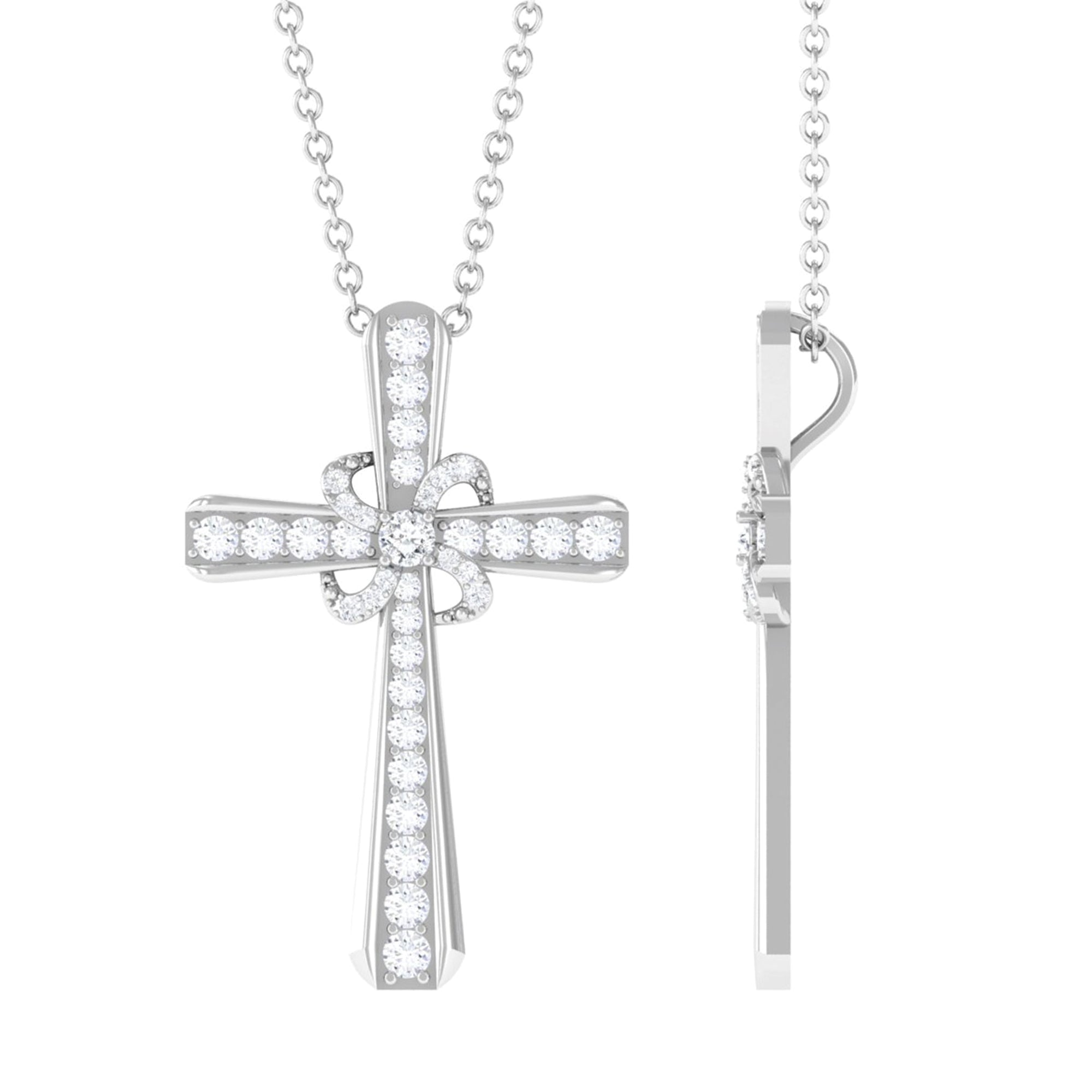 Sparkanite Jewels-Cross Pendant with Certified Moissanite