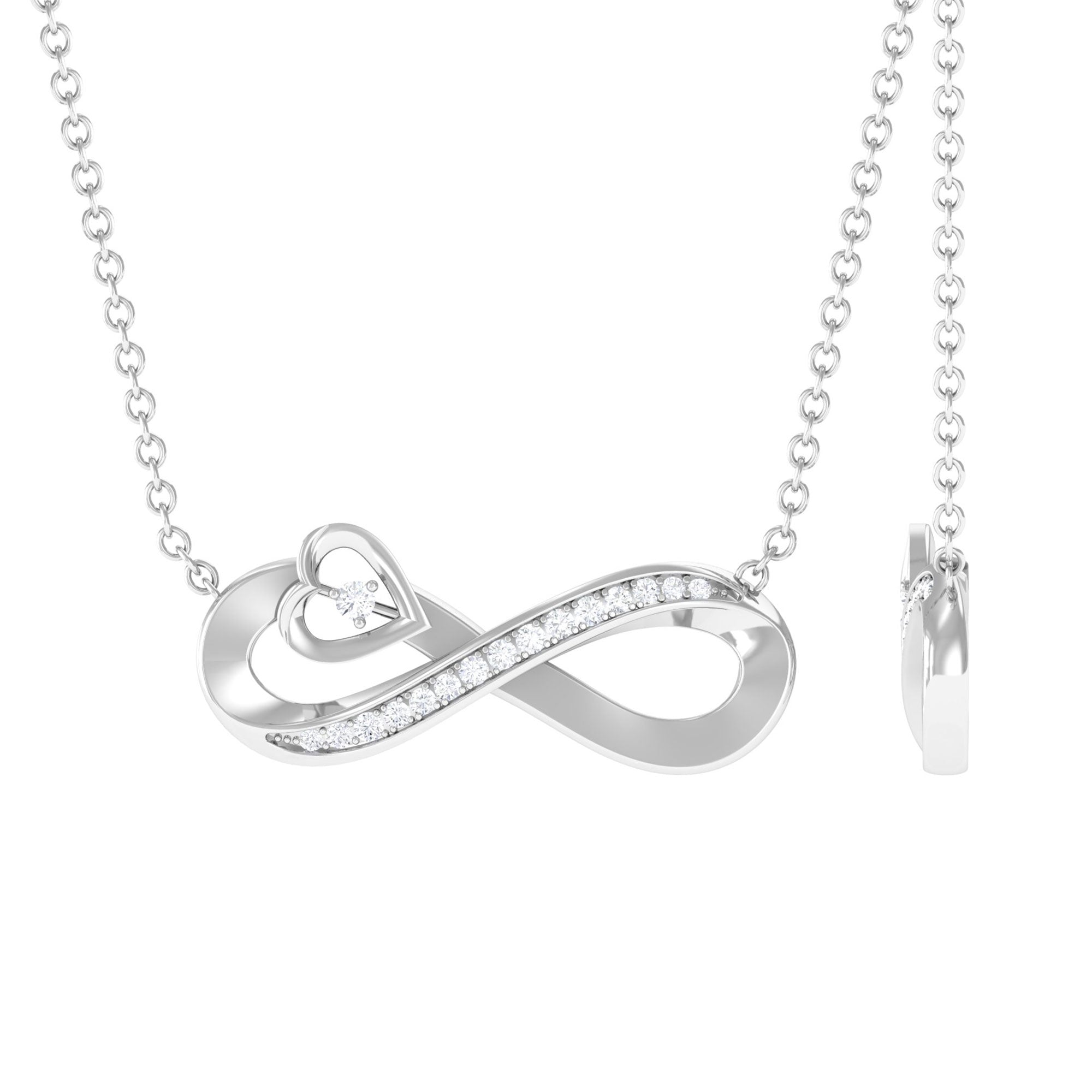 Sparkanite Jewels-Minimal Infinity Heart Necklace with Certified Moissanite