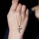 Sparkanite Jewels-Minimal Cross Pendant Necklace with Moissanite