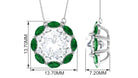 Sparkanite Jewels-Certified Moissanite Floral Inspired Silver Necklace with Lab Emerald