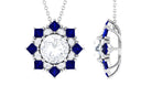 Sparkanite Jewels-Vintage Style Moissanite Pendant with Lab Blue Sapphire