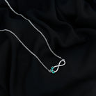 Sparkanite Jewels-Moissanite Infinity Silver Necklace with Lab Created Emerald