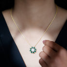 Sparkanite Jewels-Nature Inspired Floral Pendant with Moissanite and Lab Grown Emerald