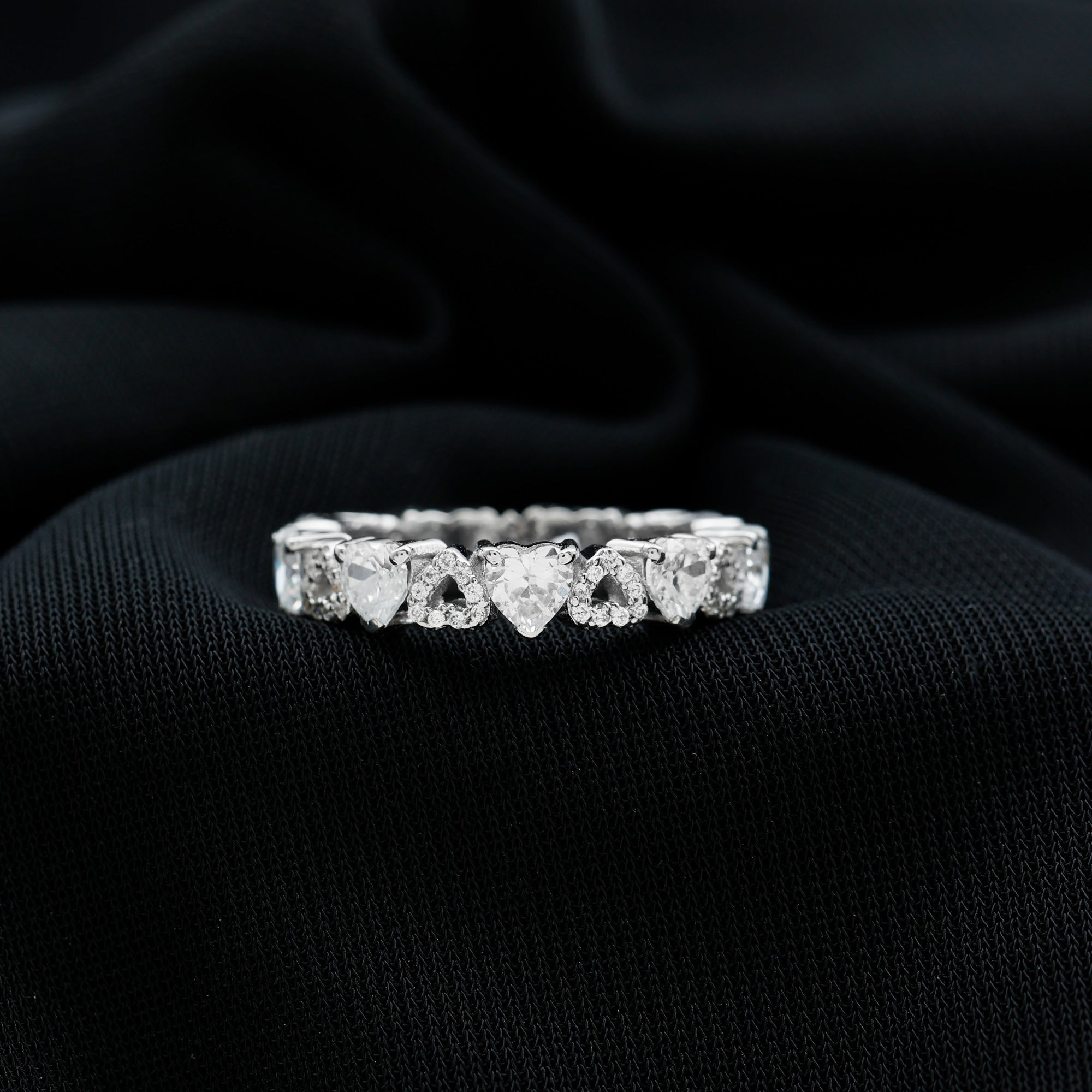 Sparkanite Jewels-Moissanite Heart Full Eternity Band Ring