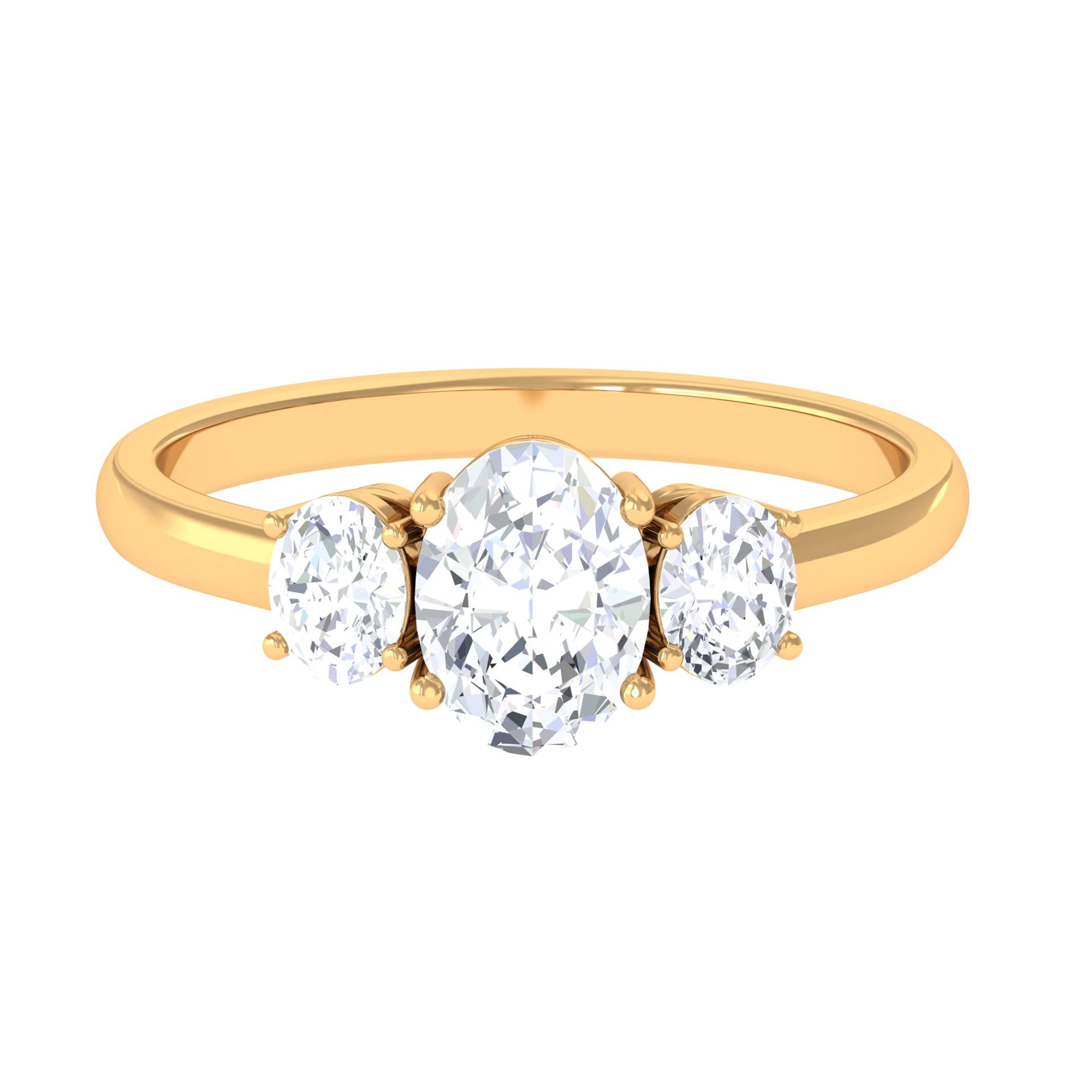 Sparkanite Jewels-Simple Oval Shape Moissanite Three Stone Engagement Ring