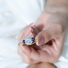 Sparkanite Jewels-Statement Moissanite Halo Engagement Ring with Sapphire