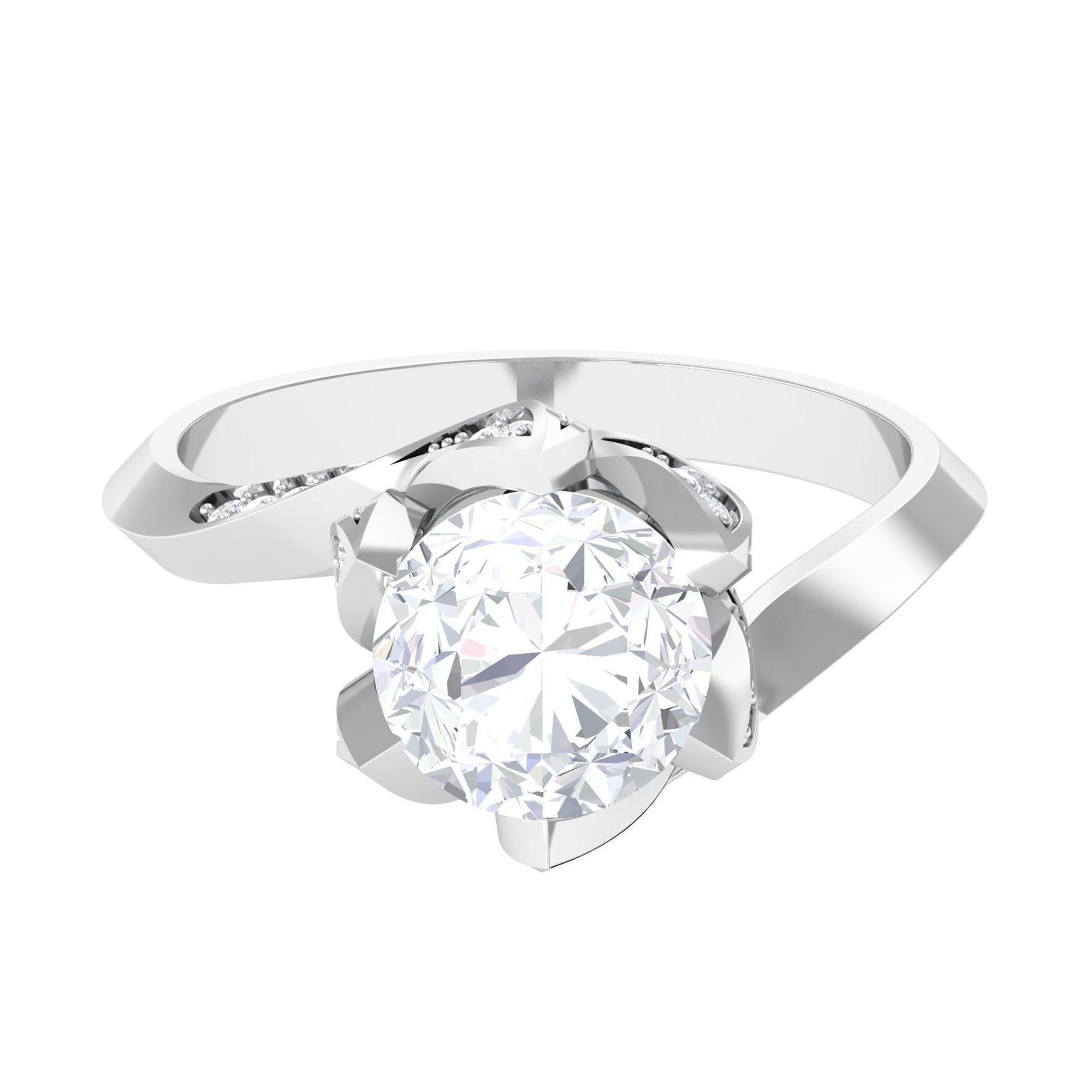 Sparkanite Jewels-Floral Inspired Moissanite Solitaire Bypass Engagement Ring