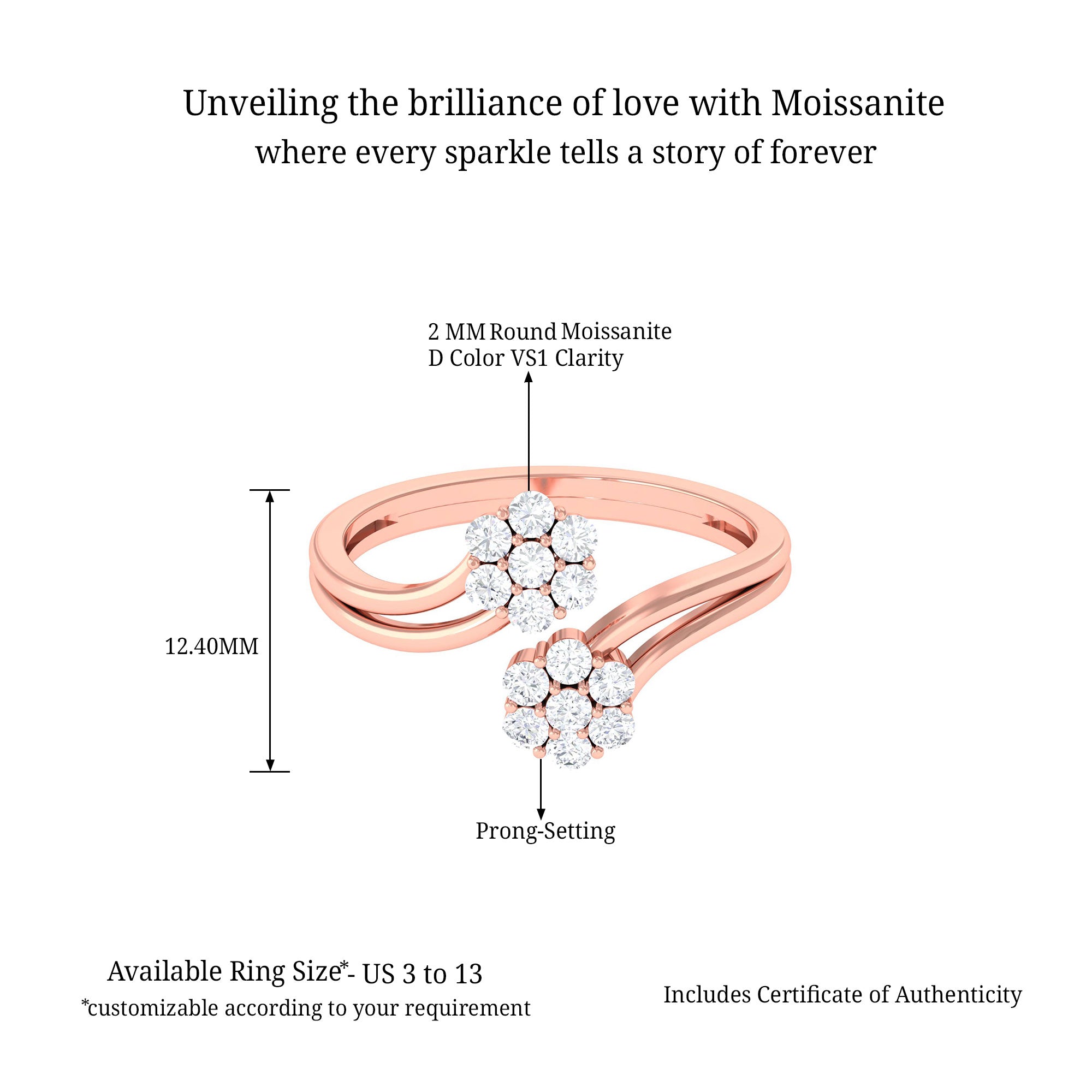 Sparkanite Jewels-Minimal Moissanite Flower Wrap Ring