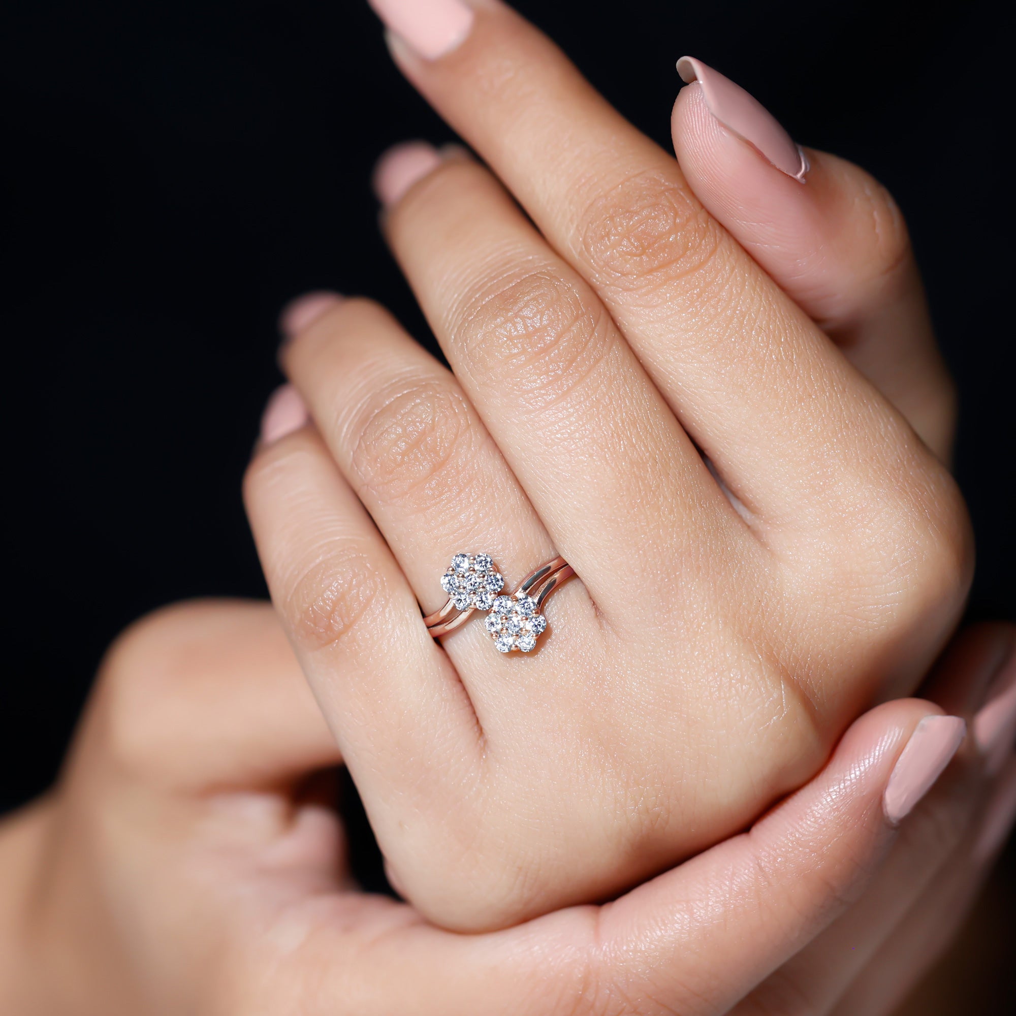 Sparkanite Jewels-Minimal Moissanite Flower Wrap Ring