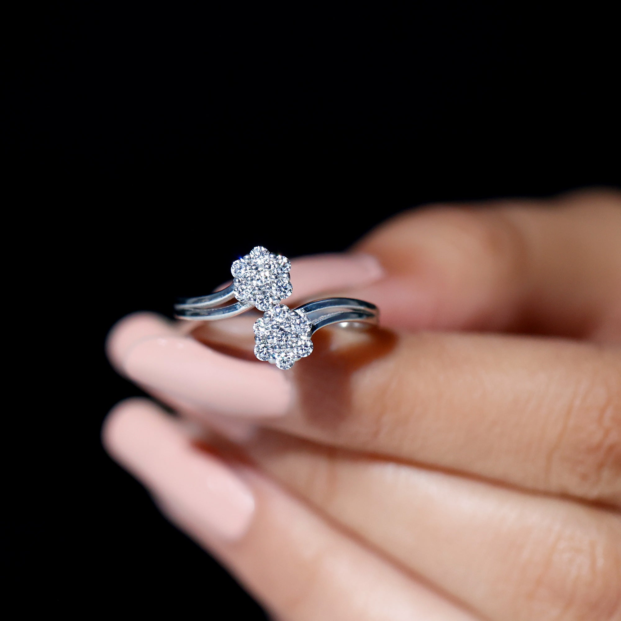 Sparkanite Jewels-Minimal Moissanite Flower Wrap Ring