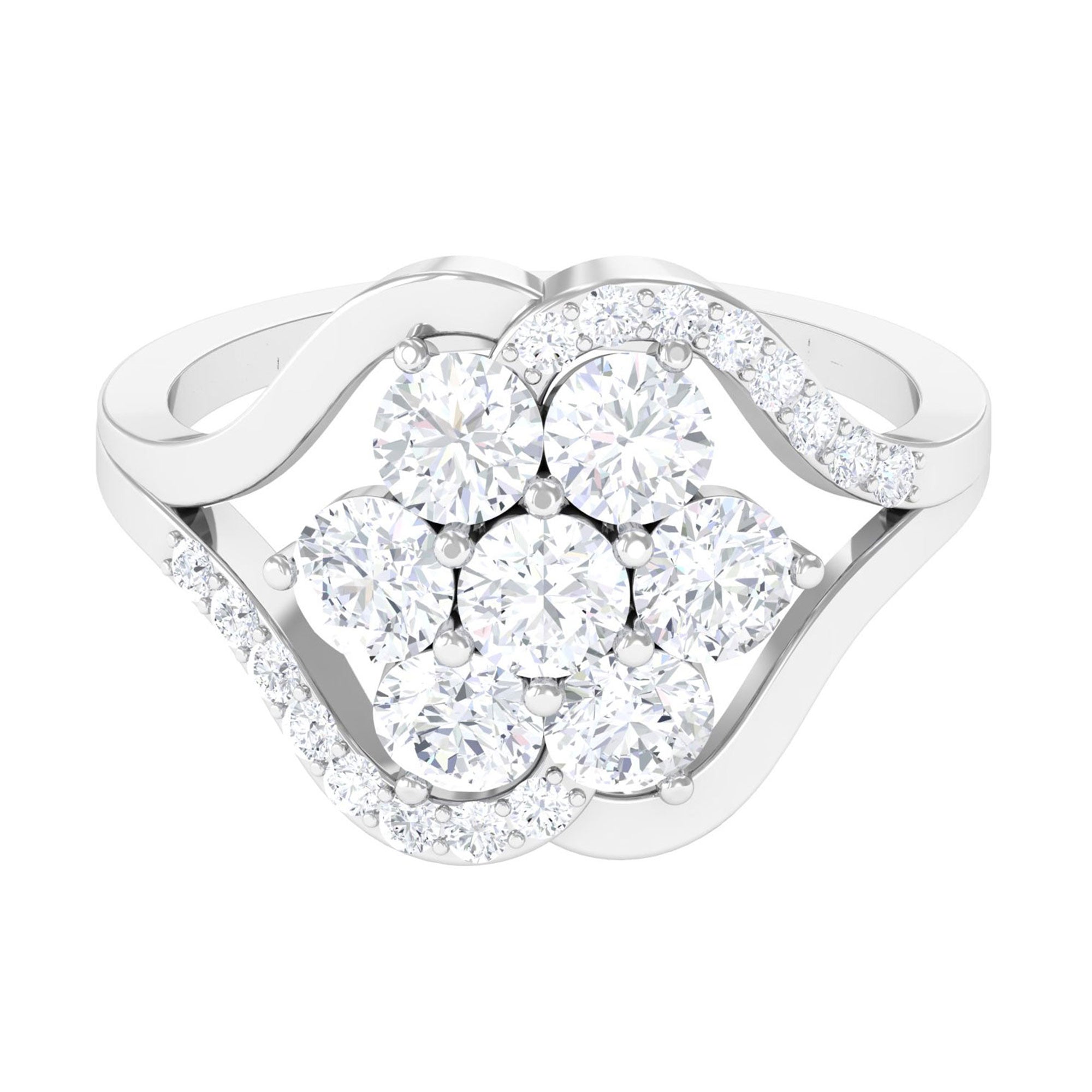 Sparkanite Jewels-Round Moissanite Flower Inspired Statement Engagement Ring