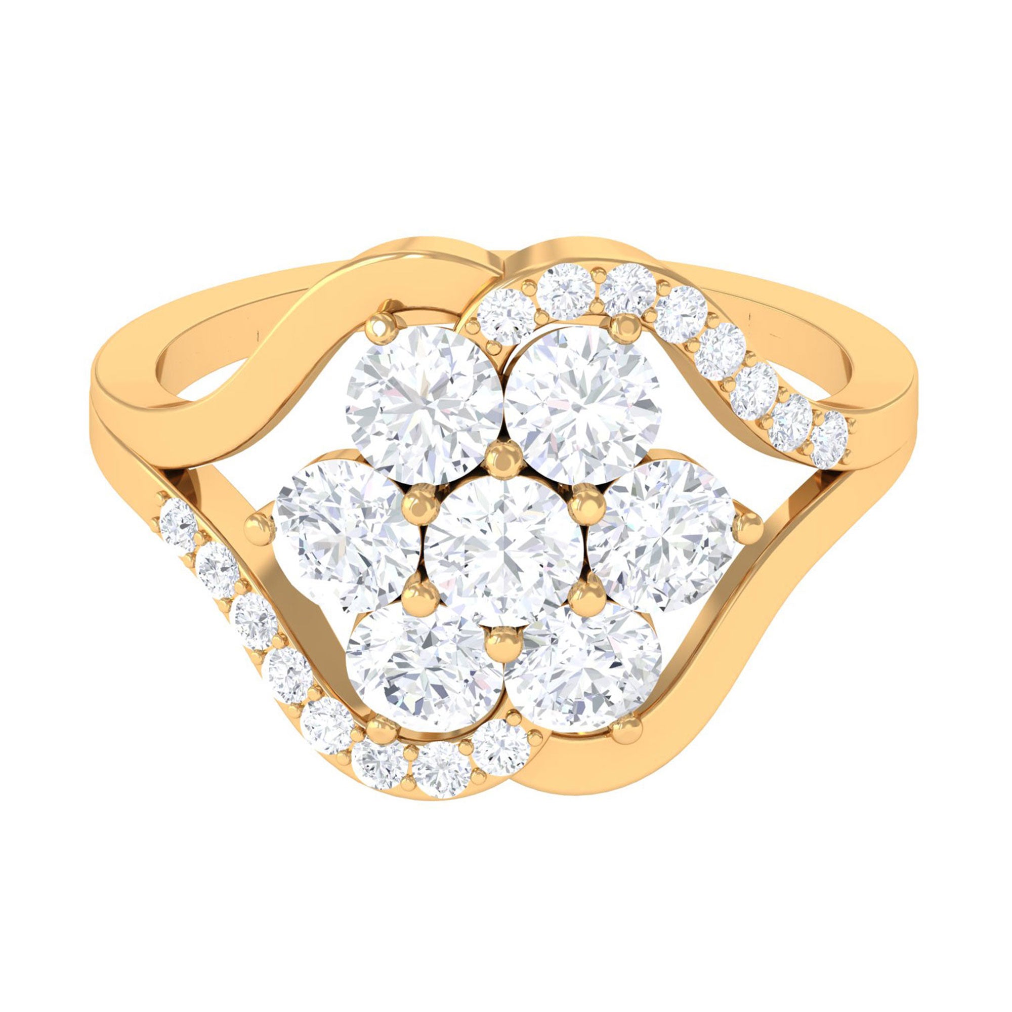 Sparkanite Jewels-Round Moissanite Flower Inspired Statement Engagement Ring