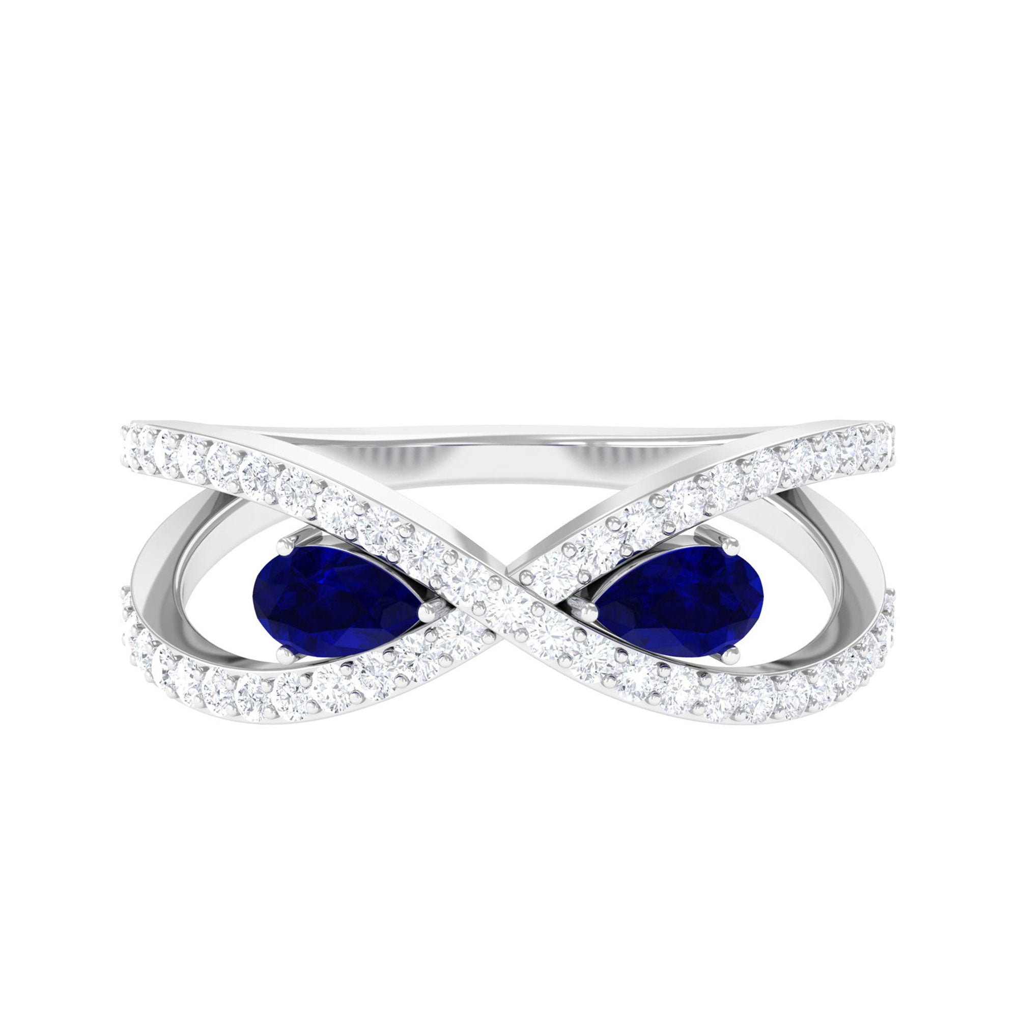 Sparkanite Jewels-Certified Moissanite Infinity Promise Ring with Blue Sapphire