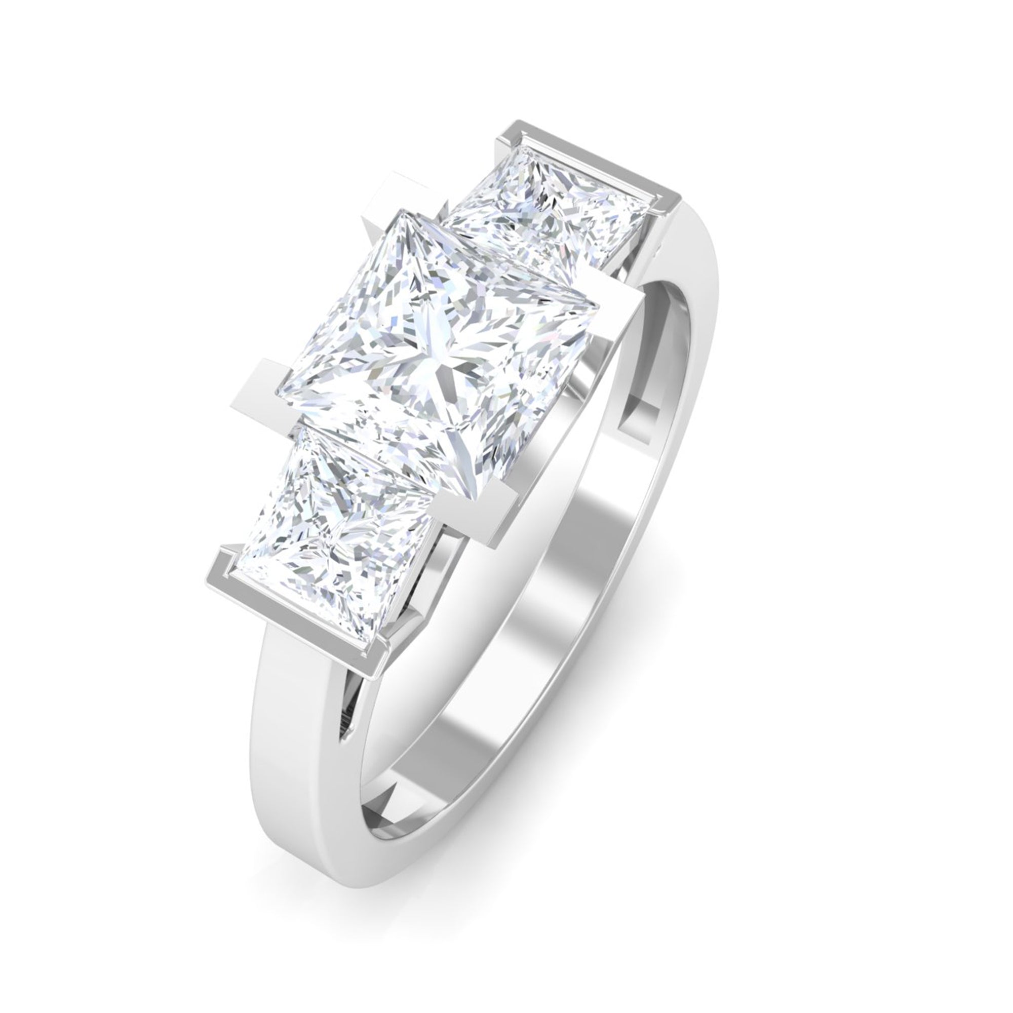 Sparkanite Jewels-Princess Cut Moissanite Three Stone Engagement Ring