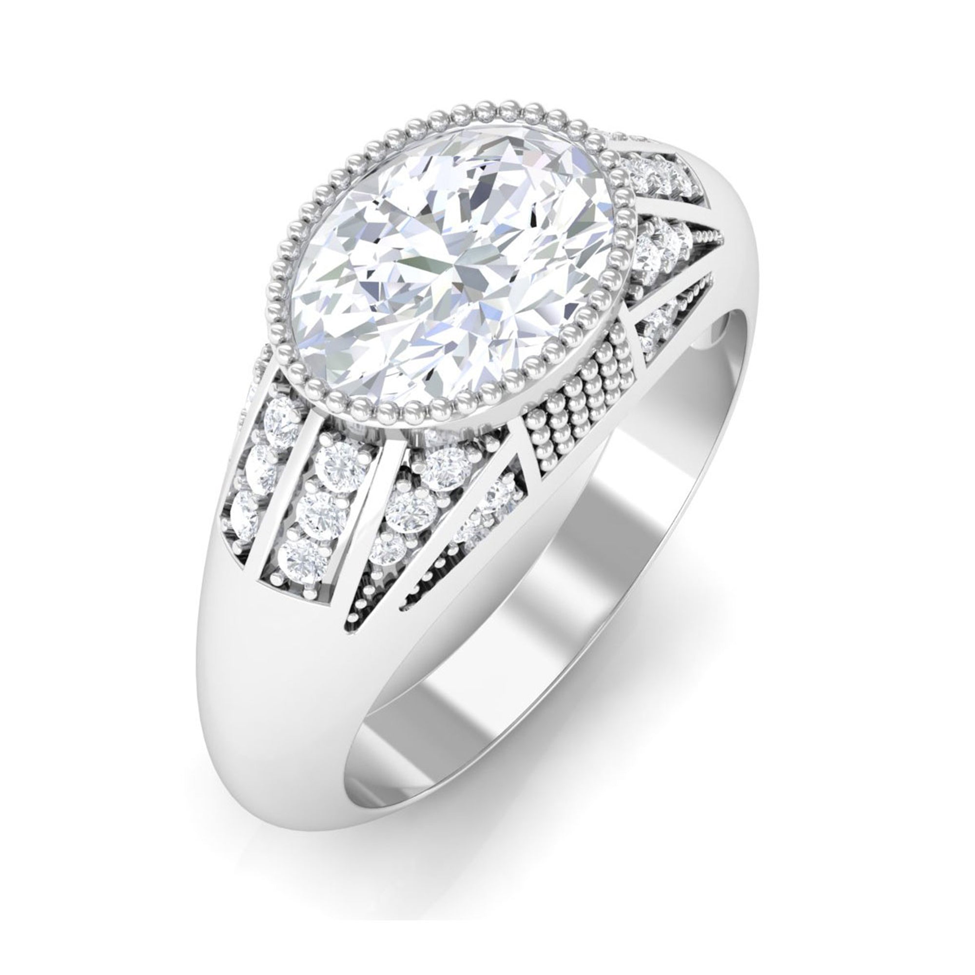 Sparkanite Jewels-Oval Moissanite Solitaire Engagement Ring