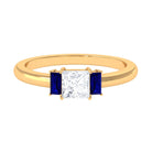 Sparkanite Jewels-Princess cut Moissanite Solitaire Promise Ring with Blue Sapphire