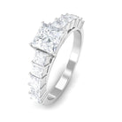 Sparkanite Jewels-Classic Princess Cut Moissanite Engagement Ring with Side Stones