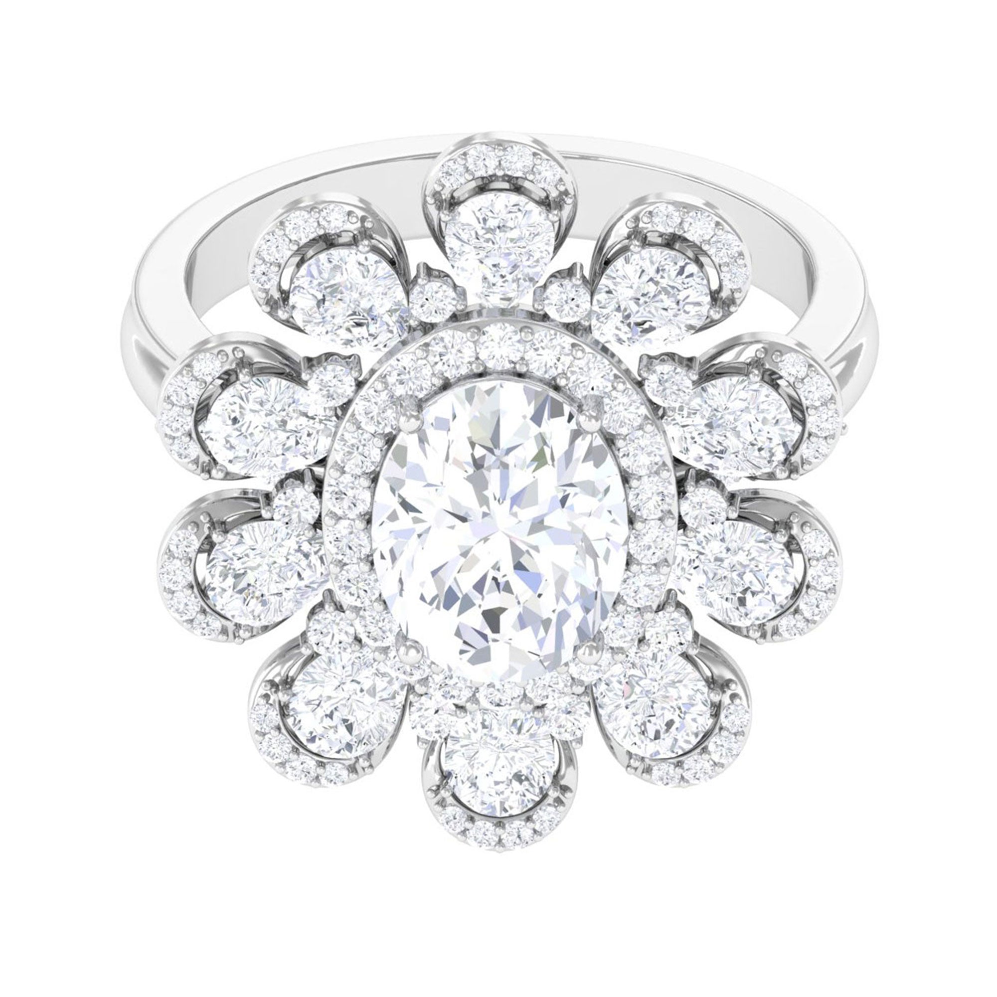 Sparkanite Jewels-Statement Moissanite Floral Inspired Engagement Ring