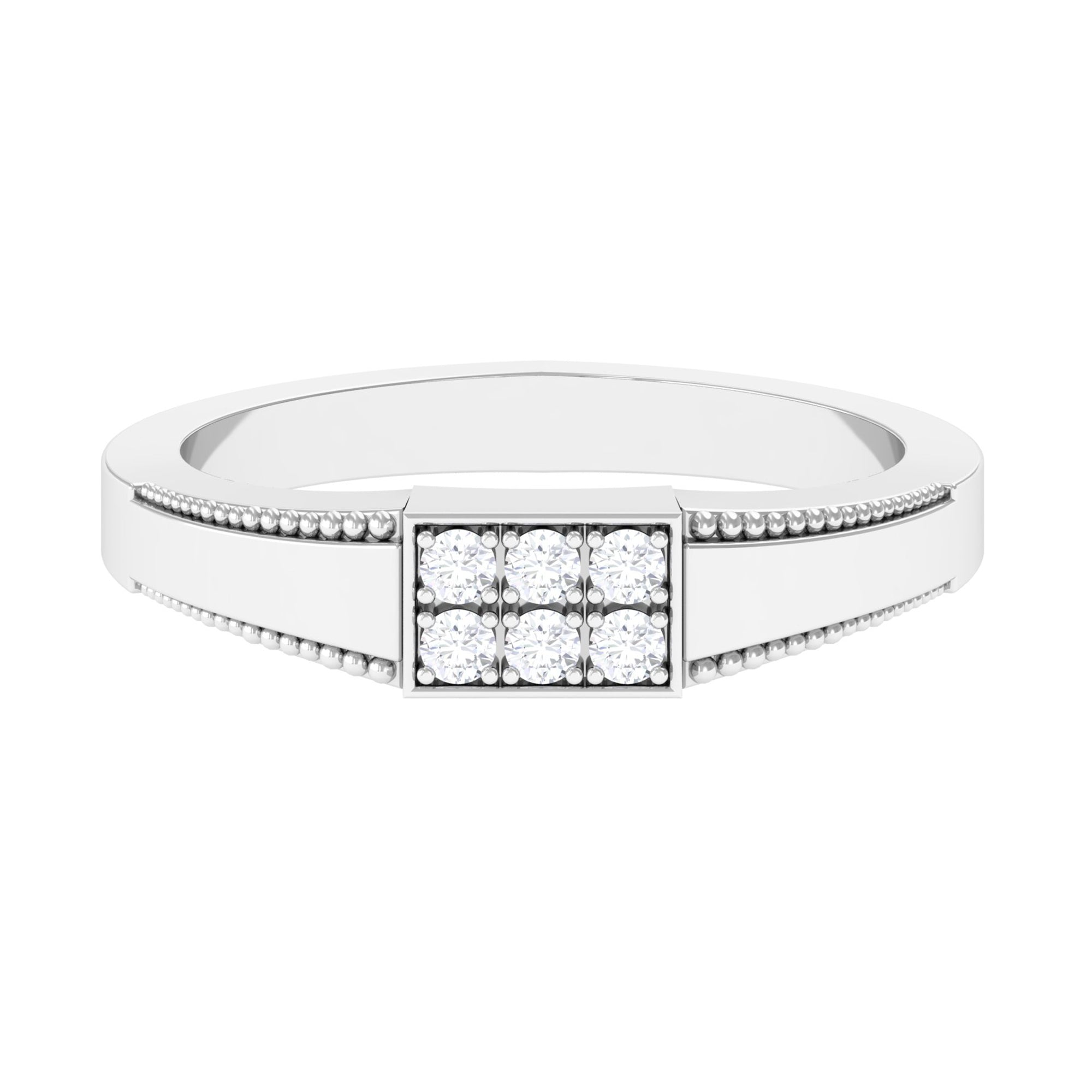 Sparkanite Jewels-Certified Moissanite Engagement Ring with Beaded Details