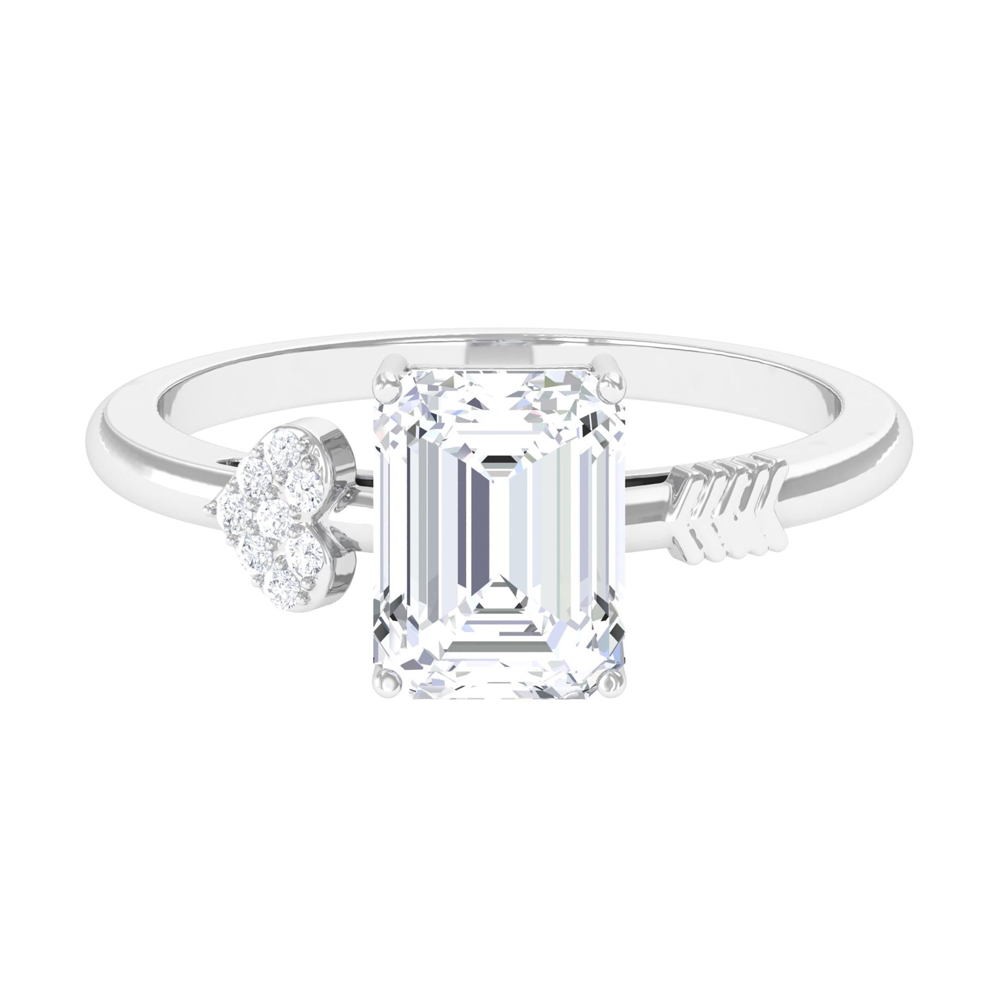 Emerald Cut Moissanite Solitaire Promise Ring D-VS1 6X8 MM - Sparkanite Jewels