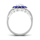 Sparkanite Jewels-Designer Moissanite Bridal Ring Set with Blue Sapphire Halo