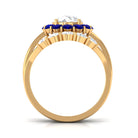 Sparkanite Jewels-Designer Moissanite Bridal Ring Set with Blue Sapphire Halo