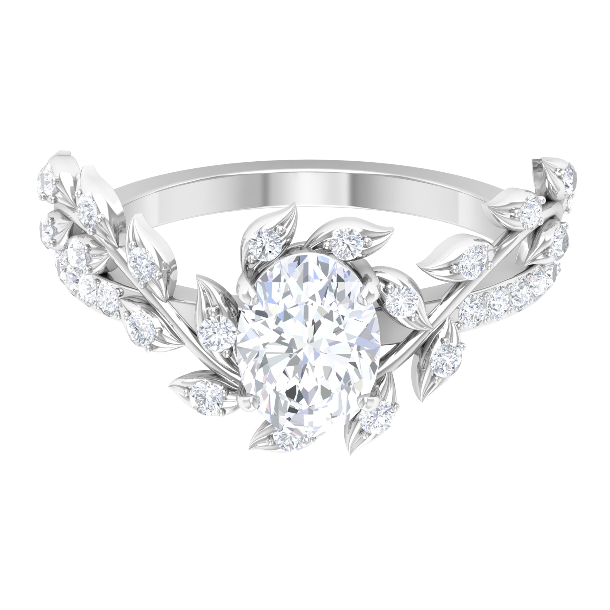 Nature Inspired Moissanite Engagement Ring D-VS1 - Sparkanite Jewels